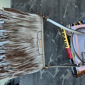 Rebecca Minkoff Fringe Crossbody Bag - Cream and Tan